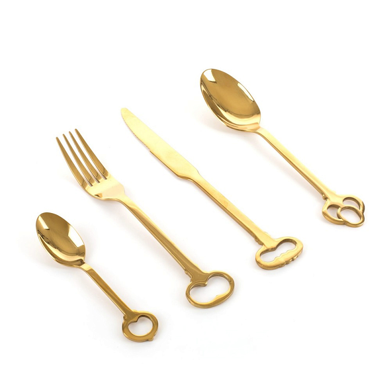 Набор столовых приборов Seletti Keytlery Gold set of 6 Золотой в Ульяновске | Loft Concept 