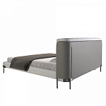 Кровать двуспальная серая с мягким изголовьем из экокожи и ткани Modern Look варинант исполнения - 4 | Loft Concept в Ульяновске