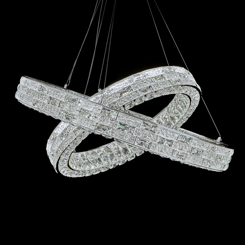 Люстра на 2 кольца с текстурной огранкой Reflection of Reality Хром Прозрачный в Ульяновске | Loft Concept 