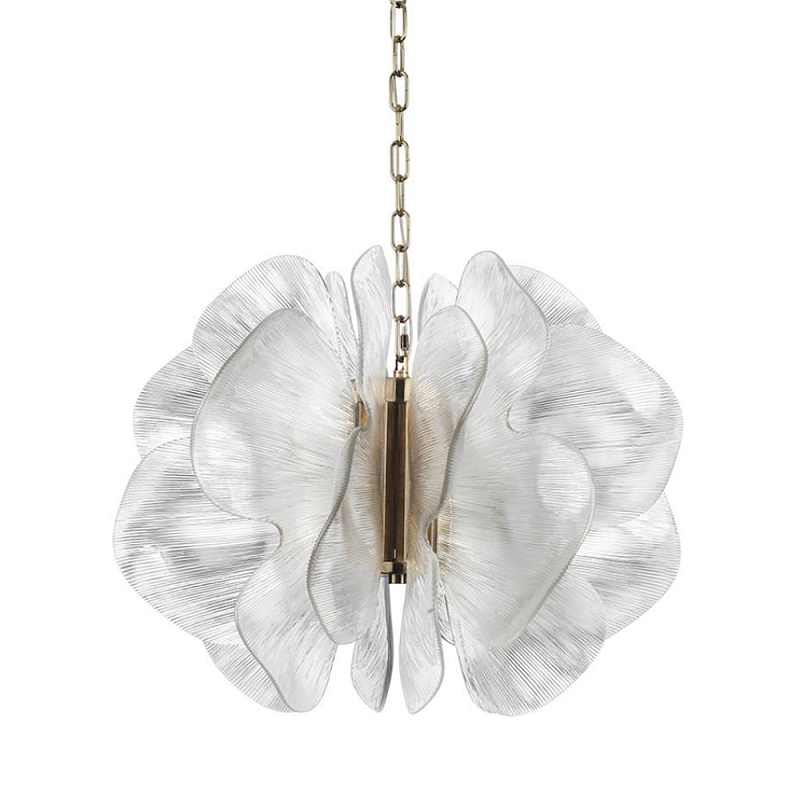 Люстра с крупными рельефным декором в виде лепестков 60 см Ethereal Bloom Латунь Прозрачный в Ульяновске | Loft Concept 