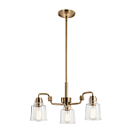 Люстра цвета латунь с 3-мя прозрачными стеклянными плафонами Kichler варинант исполнения - 2 | Loft Concept в Ульяновске