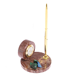 Часы настольные с шариковой металлической ручкой из натурального камня Stone Clock варинант исполнения - 5 | Loft Concept в Ульяновске