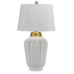 Настольная лампа с белым конусным абажуром и ребристым керамическим основанием Quintiesse варинант исполнения - 1 | Loft Concept в Ульяновске