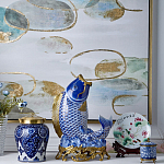 Ваза с насыщенным синим орнаментом и золотой крышкой Blue & White Ornament  варинант исполнения - 1 | Loft Concept в Ульяновске