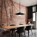 Подвесной светильник с плафоном в форме плоского купола и белой шарообразной лампой Eurofase варинант исполнения - 8 | Loft Concept в Ульяновске