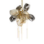 Люстра подвесная со стеклянными плафонами из дымчатого и золотистого с шестью вертикальными подвесками Gilded Mirage  варинант исполнения - 7 | Loft Concept в Ульяновске