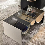 Дизайнерский журнальный стол с полукруглыми полками под столешницей Tiwoberoc варинант исполнения - 2 | Loft Concept в Ульяновске