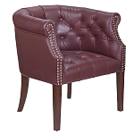 Кресло низкое из натуральной кожи на 4-х деревянных ножках из массива бука Chloe Leather Armchair vine варинант исполнения - 1 | Loft Concept в Ульяновске