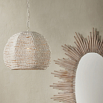 Подвесной светильник в форме купола с декором из круглых деревянных бусин White Wooden Beads Chandelier варинант исполнения - 4 | Loft Concept в Ульяновске