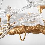 Люстра подвесная линейная с прозрачными стеклянными птичками на ветвях Serip Voa варинант исполнения - 10 | Loft Concept в Ульяновске