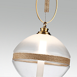 Подвесной светильник с круглым прозрачным плафоном и декоративной каменной вставкой Tectona  варинант исполнения - 5 | Loft Concept в Ульяновске