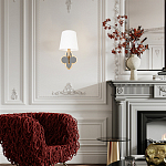 Бра с белым текстильным абажуром и декоративным основанием в виде четырехлистника с зеркальной вставкой Vitorino варинант исполнения - 7 | Loft Concept в Ульяновске