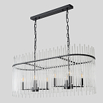 Люстра подвесная овальная со стеклянными прозрачными трубками и металлическим каркасом черного цвета Nembus варинант исполнения - 4 | Loft Concept в Ульяновске