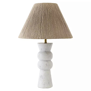 Настольная лампа с плетеным абажуром и белым мраморным основанием Simplicity and Nobility