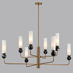 Люстра на штанге с 8-ю цилиндрическими матовыми плафонами и шарами из камня Orb Essence варинант исполнения - 6 | Loft Concept в Ульяновске