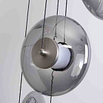 Люстра каскадная с 5-ю круглыми стеклянными плафонами дымчатого цвета и черными деталями Orbit Serenade варинант исполнения - 2 | Loft Concept в Ульяновске