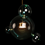 Подвесной светильник с прозрачными бирюзовыми стеклянными шарами и золотыми деталями Диаметр 43 Giopato & Coombes варинант исполнения - 6 | Loft Concept в Ульяновске