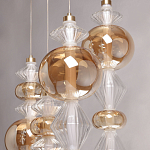 Люстра с плафонами из прозрачного и янтарного стекла в виде шаров и ромбов Gabriel Scott Luna варинант исполнения - 7 | Loft Concept в Ульяновске