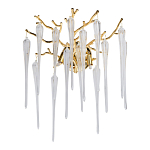 Бра золотого цвета с разветвленными ветвями и длинными прозрачными подвесками в форме стеклянных сосулек Droplet Chandelier варинант исполнения - 1 | Loft Concept в Ульяновске