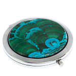 Зеркало карманное складное круглое из натурального камня Малахит с Хризоколлой в подарочной упаковке Silver Stone Mirrors варинант исполнения - 1 | Loft Concept в Ульяновске
