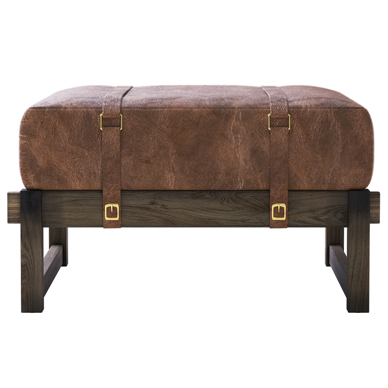 Пуф Duncan винтажная коричневая кожа  Коричневый винтаж в Ульяновске | Loft Concept 