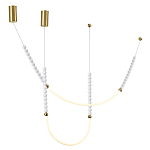 Подвесной светильник с 3-мя изогнутыми плафонами и белыми декоративными шариками PEARLS Suspension варинант исполнения - 4 | Loft Concept в Ульяновске