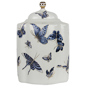 Ваза с крышкой Porcelain Butterfly Blue and Gold Vase