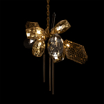 Люстра подвесная со стеклянными плафонами из дымчатого и золотистого с тремя вертикальными подвесками Gilded Mirage  варинант исполнения - 4 | Loft Concept в Ульяновске