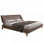 Кровать двуспальная с изголовьем из экокожи шоколадно-коричневого цвета Modern Look варинант исполнения - 1 | Loft Concept в Ульяновске