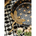 Блюдо черного цвета из фрафора на бронзовых ножках в виде стрекоз Eden Garden варинант исполнения - 5 | Loft Concept в Ульяновске