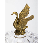 Конфетница из прозрачного рельефного стекла с ручками в виде стрекоз и фигуркой лебедя Eden Garden варинант исполнения - 3 | Loft Concept в Ульяновске