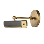 Светильник для картин цвет винтажная латунь с прямоугольным плафоном из кожи черного цвета Alora варинант исполнения - 2 | Loft Concept в Ульяновске