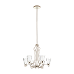 Люстра цвета никель с 6-ю рифлеными стеклянными плафонами и изогнутым каркасом Kichler варинант исполнения - 2 | Loft Concept в Ульяновске