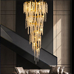 Люстра многоярусная с каркасом из металла и прозрачными подвесками FAIRYTREE Light варинант исполнения - 3 | Loft Concept в Ульяновске