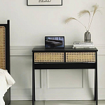 Дизайнерский письменный стол матово-чёрного цвета с 2-мя плетеными ящиками Glade Desk варинант исполнения - 2 | Loft Concept в Ульяновске