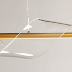 Люстра линейная золотистого цвета с двумя прозрачными волнистыми элементами Wave Line варинант исполнения - 9 | Loft Concept в Ульяновске