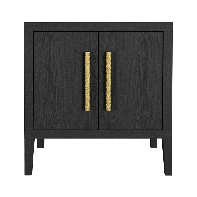 Тумбочка Primo с дверцами шпон Черный дуб Черный Золотой в Ульяновске | Loft Concept 