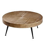 Журнальный столик с круглой фактурной столешницей из натурального дерева Vortex варинант исполнения - 1 | Loft Concept в Ульяновске