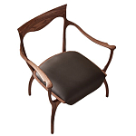 Стул деревянный с мягким сиденьем из коричневой натуральной кожи Moon Walnut Furniture варинант исполнения - 13 | Loft Concept в Ульяновске