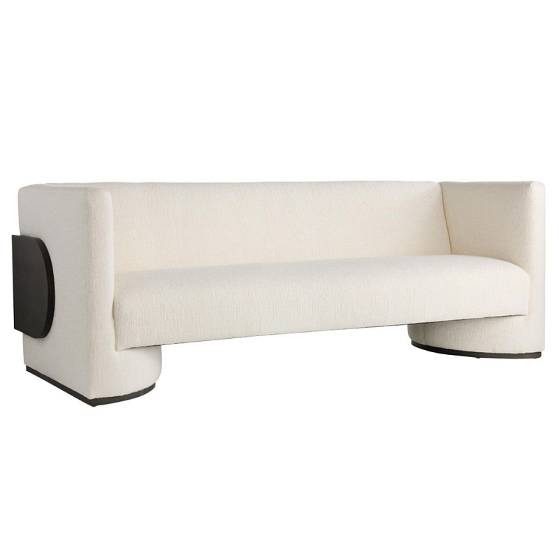 Трехместный диван Florida Sofa с элегантным деревянным декором Белый Черный Трехместный диван Florida Sofa с элегантным деревянным декором Белый Черный в Ульяновске | Loft Concept