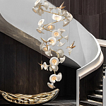 Люстра каскадная из белых цветов каллы и птичек Refined Taste of Light варинант исполнения - 2 | Loft Concept в Ульяновске