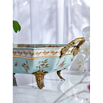 Блюдо прямоугольное из голубого фарфора с ручками и рисунком птиц и цветов Blue Garden варинант исполнения - 4 | Loft Concept в Ульяновске