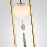 Торшер с шарообразным плафоном из белого стекла с подвеской из камня и длинной кисточкой Agatelle варинант исполнения - 4 | Loft Concept в Ульяновске