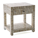 Тумбочка прикроватная Vancouver Bone Inlay Bedside Beige варинант исполнения - 1 | Loft Concept в Ульяновске