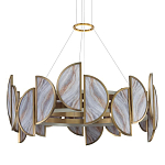 Люстра круглая с полукруглыми плафонами из искусственного алебастра в бронзовой оправе Marbella варинант исполнения - 1 | Loft Concept в Ульяновске