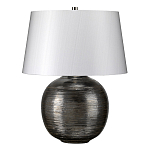 Настольная лампа с круглым фарфоровым основанием ручной работы с покрытием глазурью и белым абажуром из искусственного шелка Elstead Lighting варинант исполнения - 1 | Loft Concept в Ульяновске