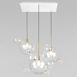 Люстра подвесная 3 лампы с прозрачными стеклянными шарами и золотыми деталями Giopato & Coombes варинант исполнения - 1 | Loft Concept в Ульяновске