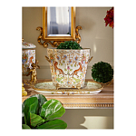 Кашпо с растительным и животным орнаментом на бронзовых ножках Turquoise Blooming Garden варинант исполнения - 5 | Loft Concept в Ульяновске