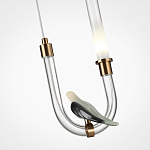 Подвесной светильник с декоративной фигуркой птицы на прозрачной изогнутой трубке Ganthea варинант исполнения - 5 | Loft Concept в Ульяновске