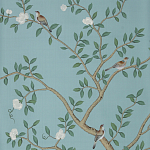 Обои ручная роспись Gustavian Garden Special Colourway on Duck Egg dyed silk варинант исполнения - 1 | Loft Concept в Ульяновске